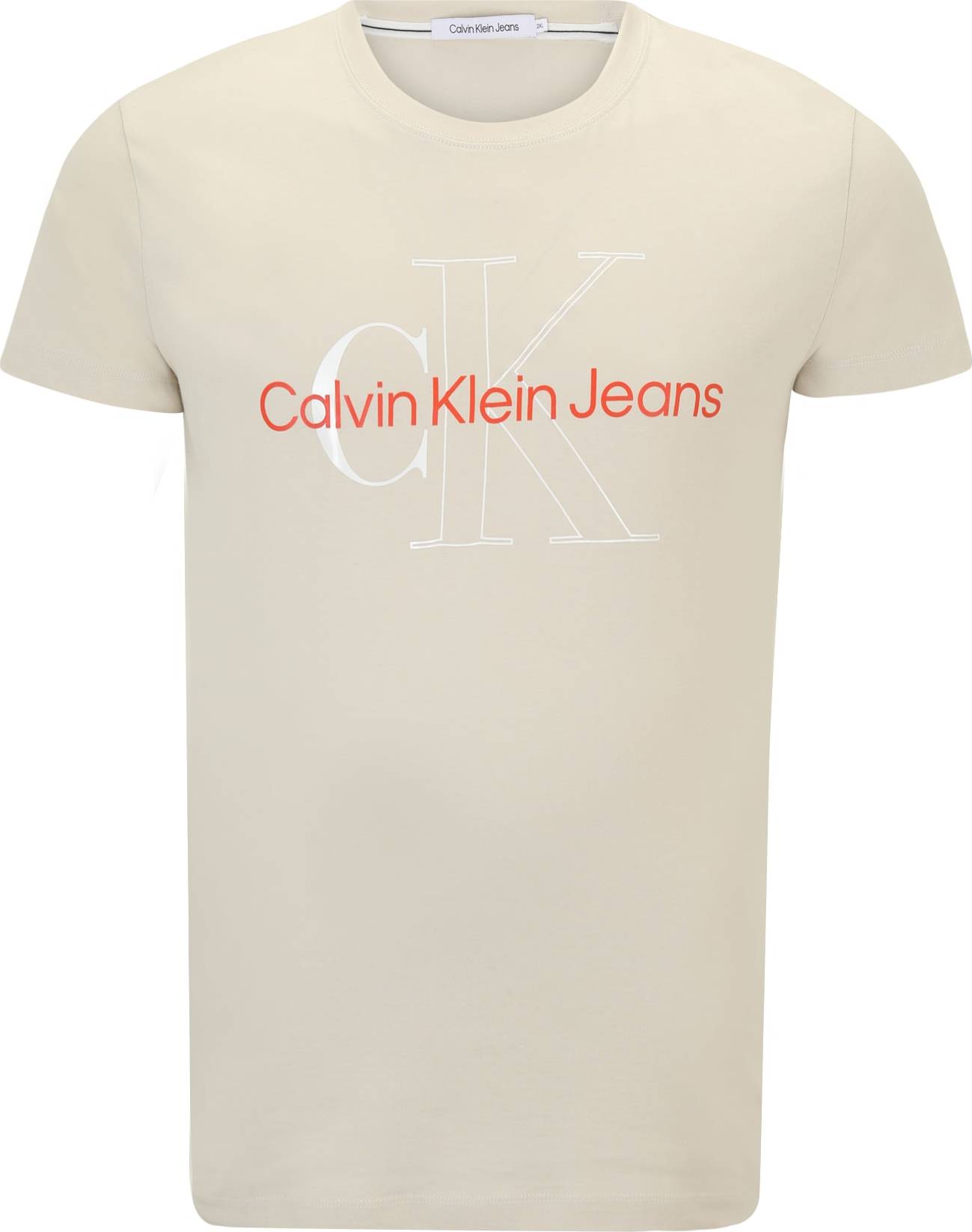 Calvin Klein Jeans Plus Tričko starobéžová / tmavě oranžová / bílá