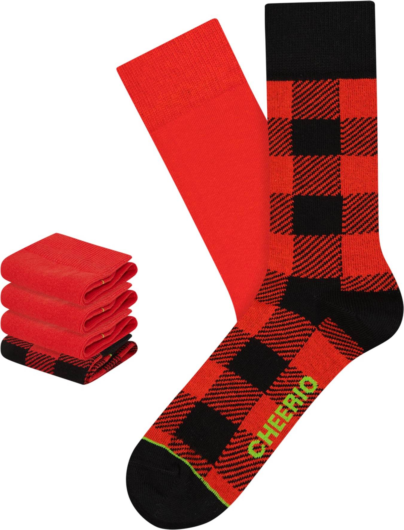 CHEERIO* Ponožky 'Jackchec ' zelená / červená / černá