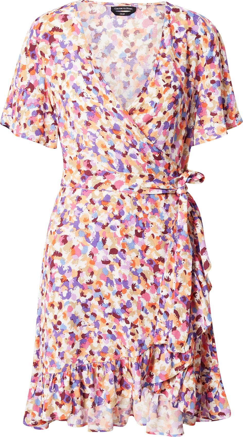 Colourful Rebel Letní šaty fialová / lilek / oranžová / bílá