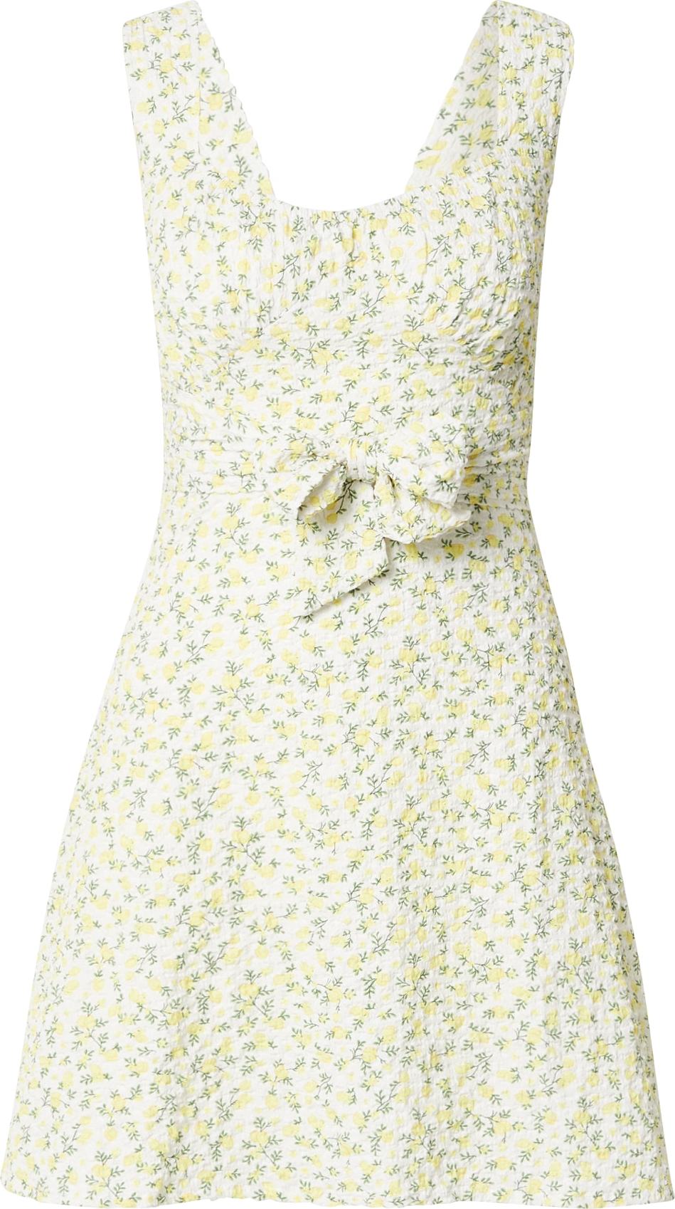 Daisy Street Letní šaty limone / zelená / bílá
