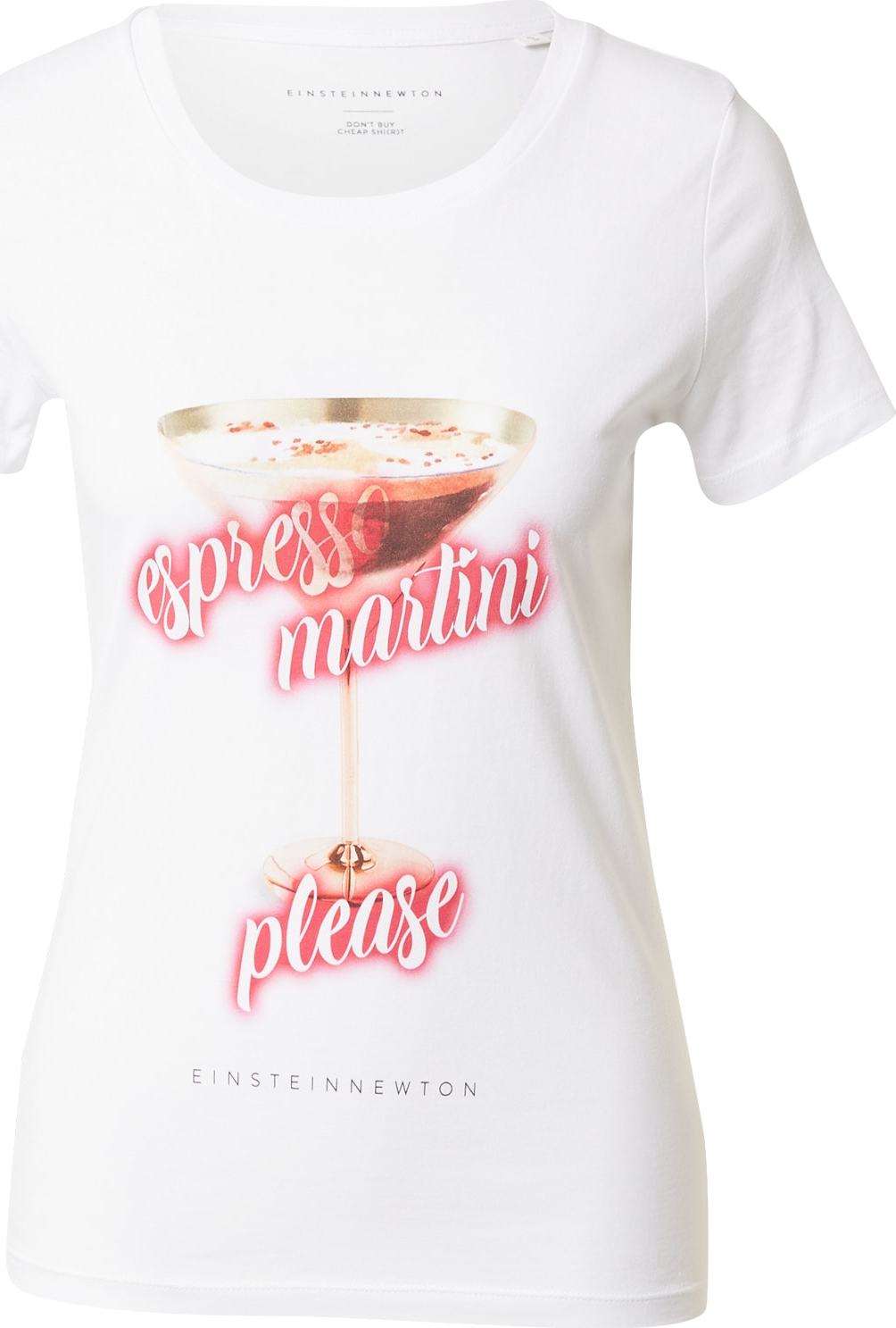 EINSTEIN & NEWTON Tričko 'Espresso Martini' hnědá / červená / bílá