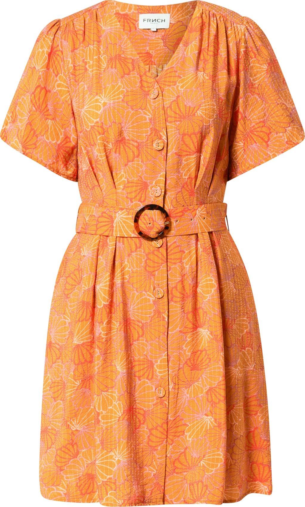FRNCH PARIS Košilové šaty 'ORIA' fialová / světle fialová / lososová / jasně oranžová / bílá