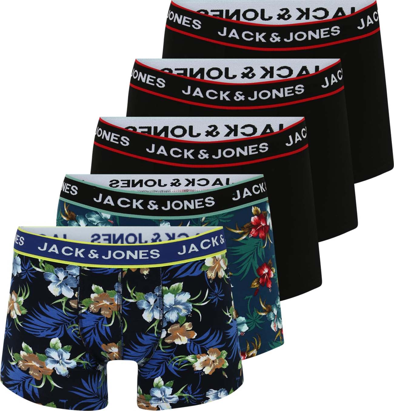 JACK & JONES Boxerky modrá / zelená / černá / bílá