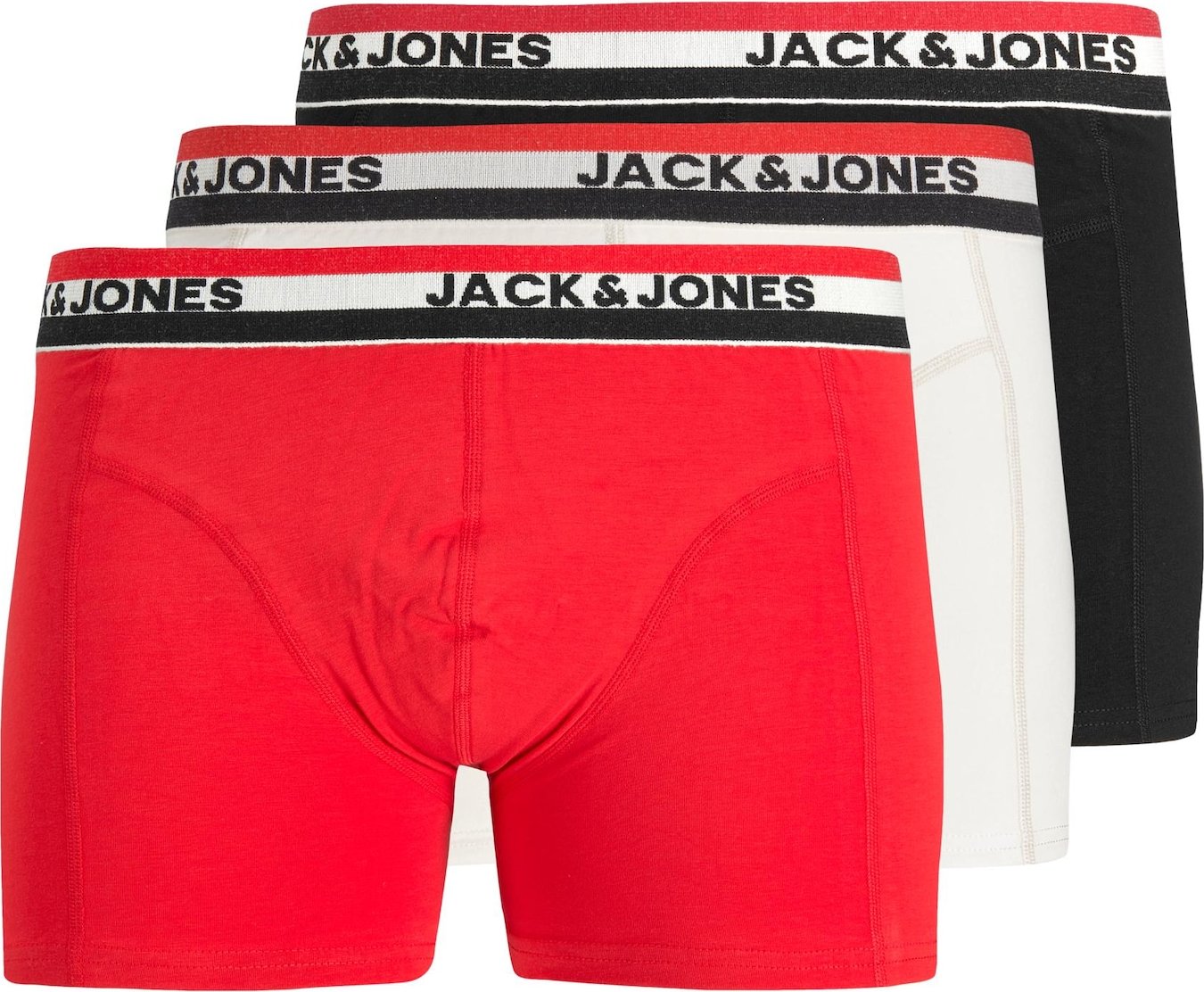 JACK & JONES Boxerky světle červená / černá / offwhite