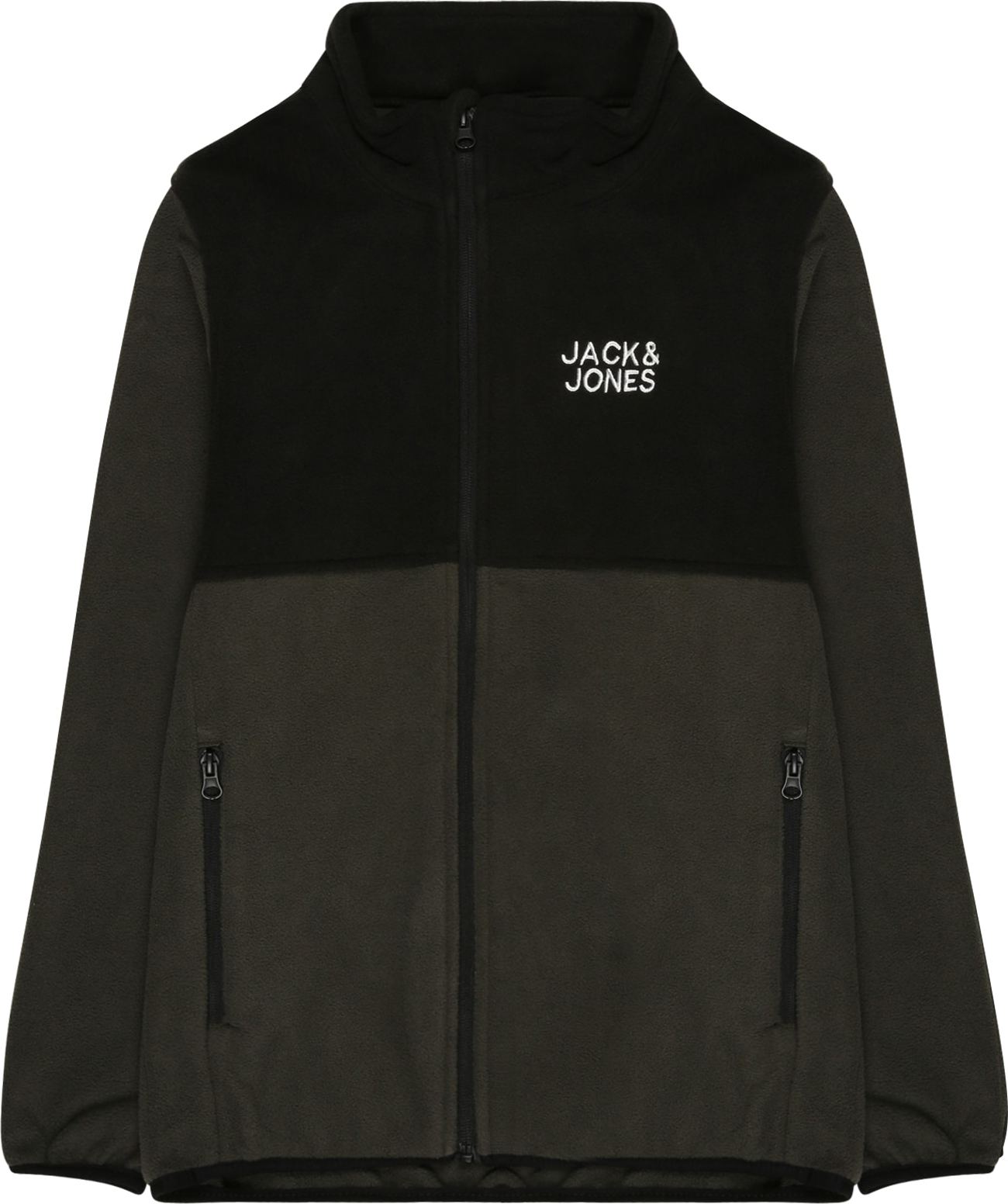 Jack & Jones Junior Fleecová mikina 'Hyper' tmavě zelená / černá