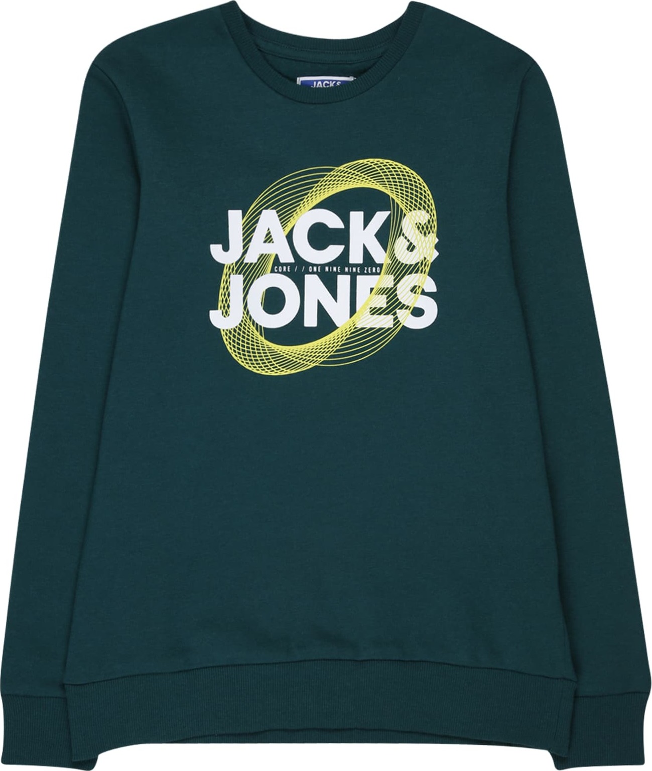 Jack & Jones Junior Mikina 'LUCA' žlutá / tmavě zelená / bílá