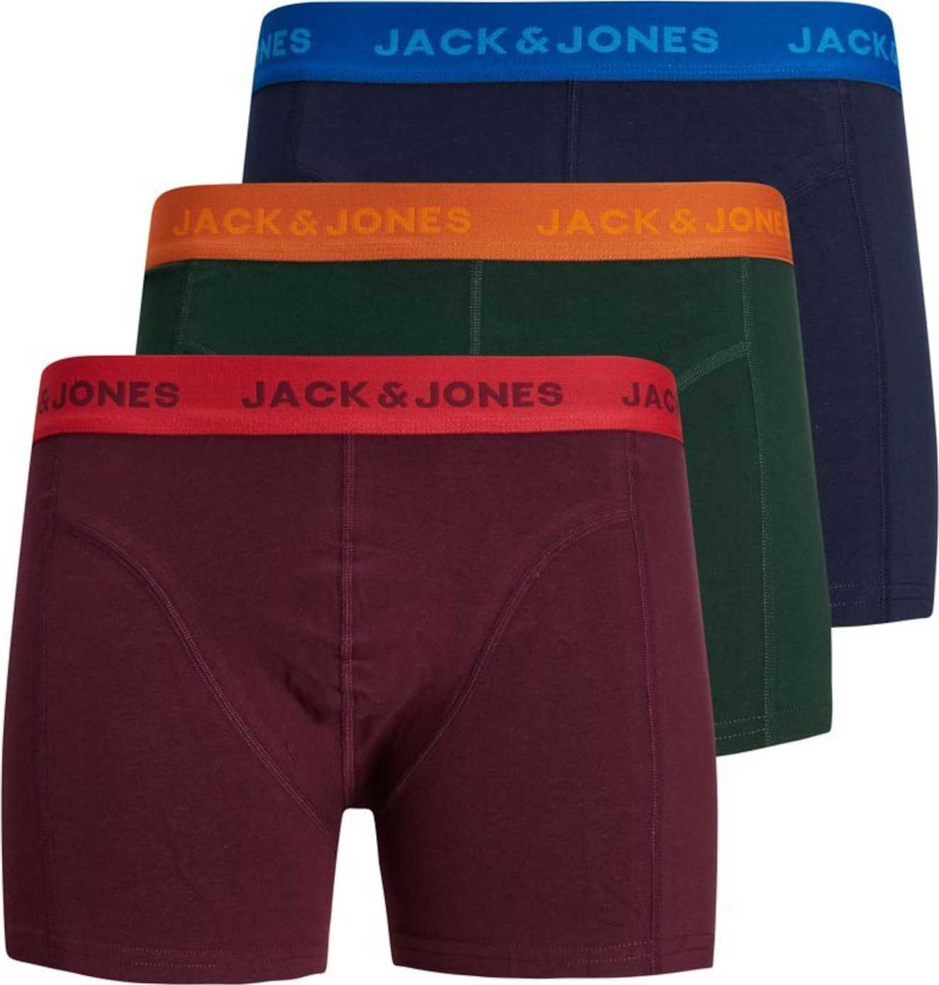 Jack & Jones Plus Boxerky 'Jett' modrá / námořnická modř / jedle / merlot