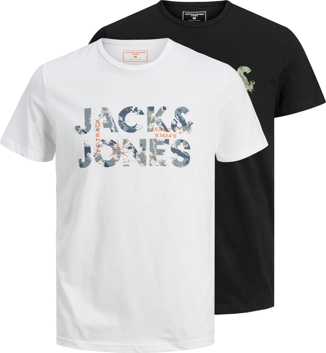 JACK & JONES Tričko opálová / oranžová / černá / bílá