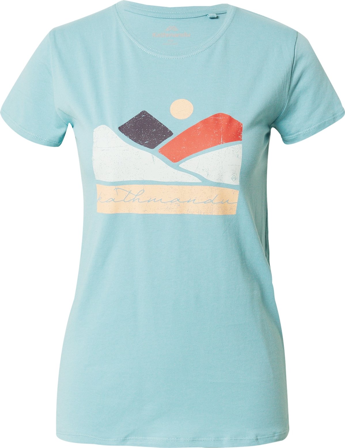 Kathmandu Funkční tričko 'Mountain Valley' aqua modrá / broskvová / tmavě oranžová / bílá