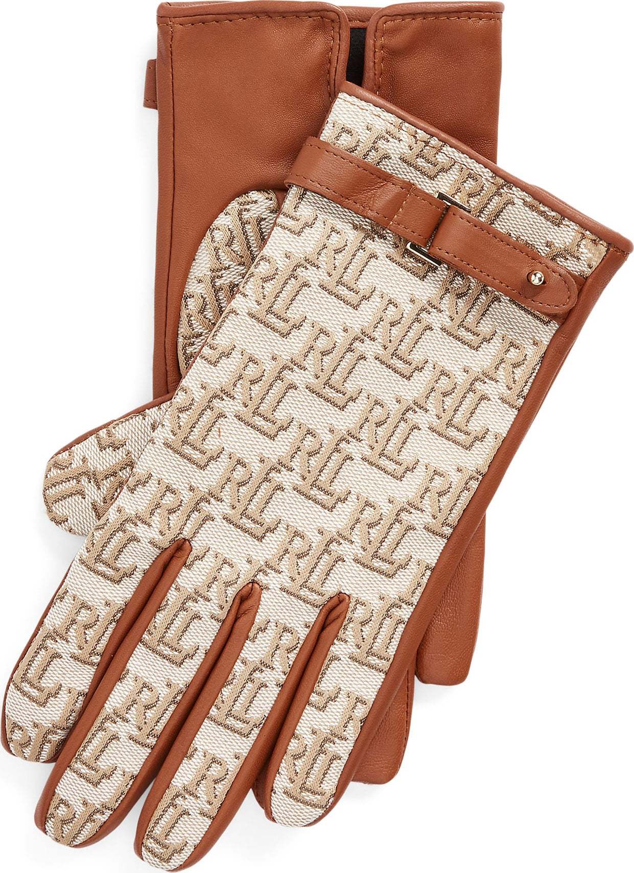Lauren Ralph Lauren Prstové rukavice béžová / karamelová / bílá