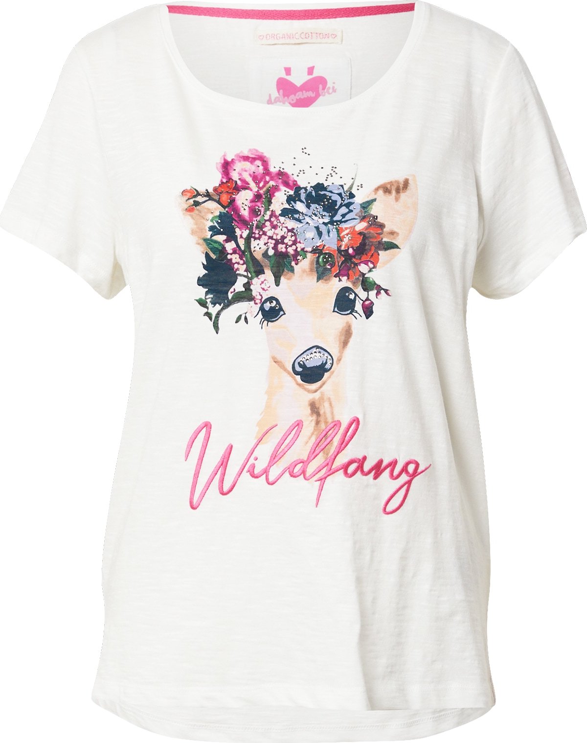 LIEBLINGSSTÜCK Tričko 'Daleni' hnědá / zelená / pink / bílá