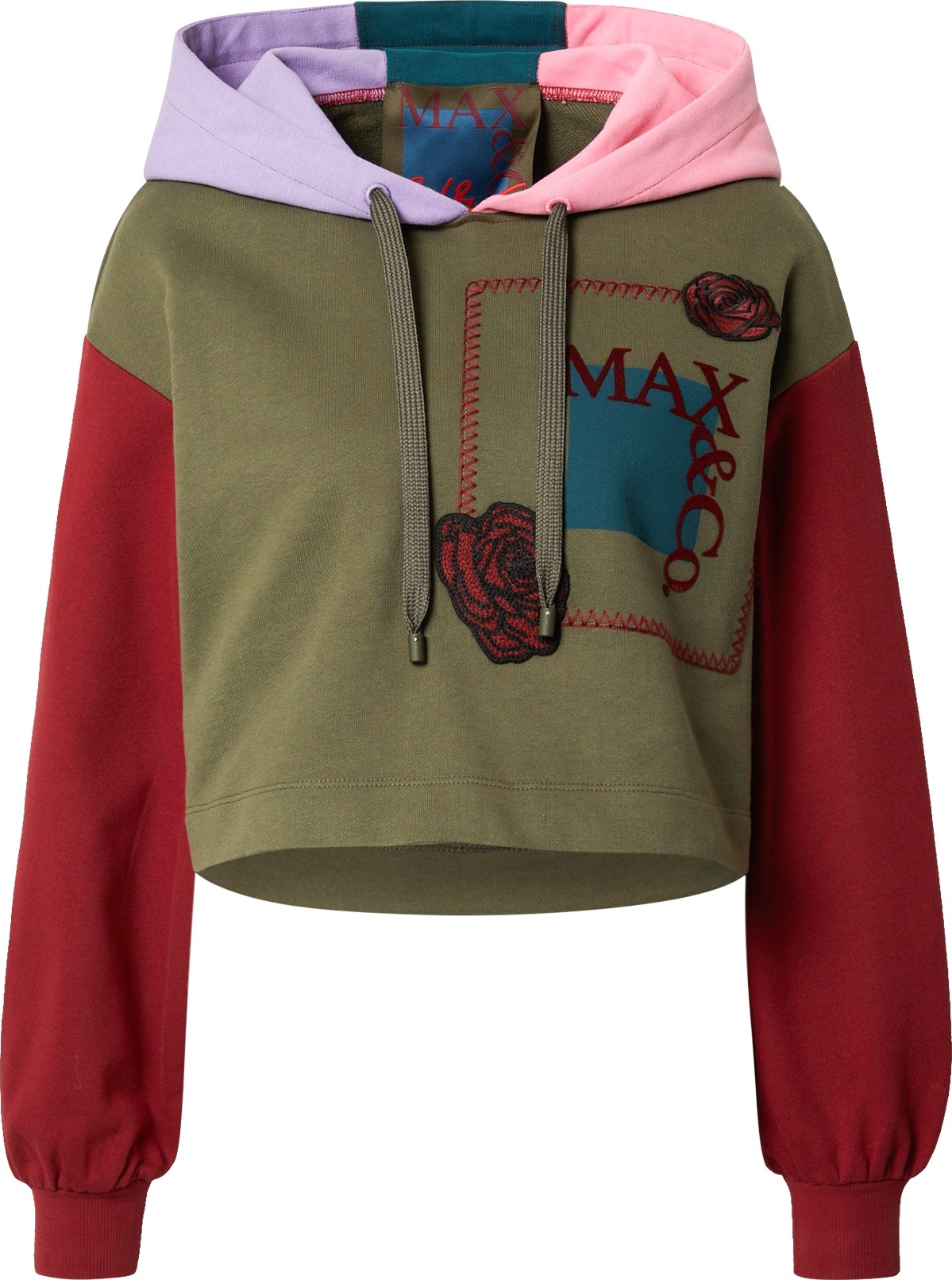 MAX&Co. Mikina 'WIKLOW' khaki / světle fialová / růžová / červená