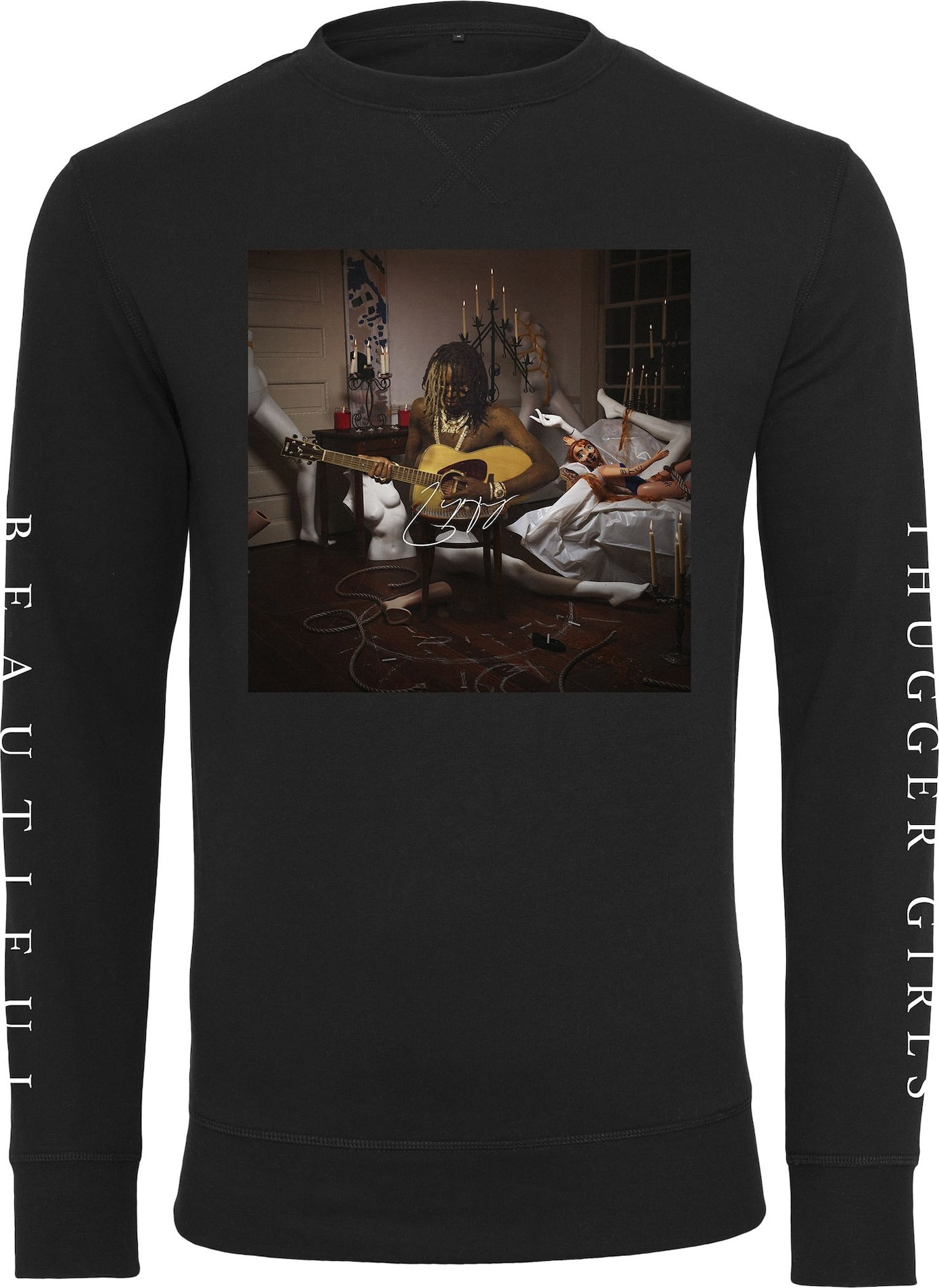 Mister Tee Mikina 'Young Thug Album Cover' hnědá / šedá / černá