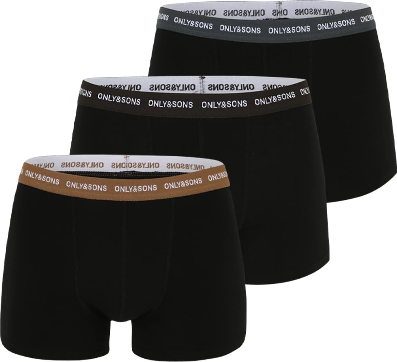 Only & Sons Boxerky 'KASPER' hnědá / tmavě šedá / černá / bílá