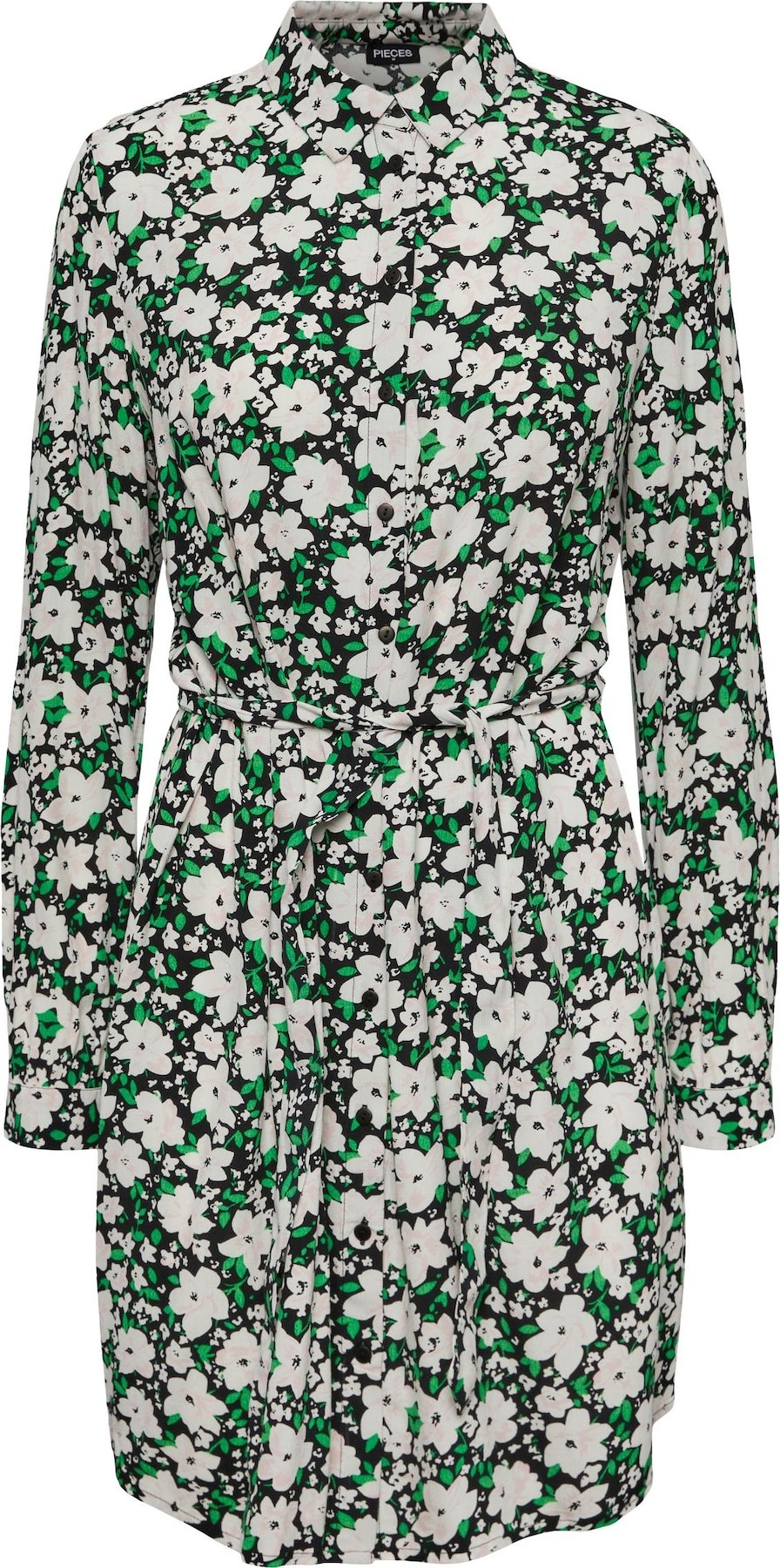 PIECES Košilové šaty 'Athena' zelená / jedle / pastelově růžová / bílá