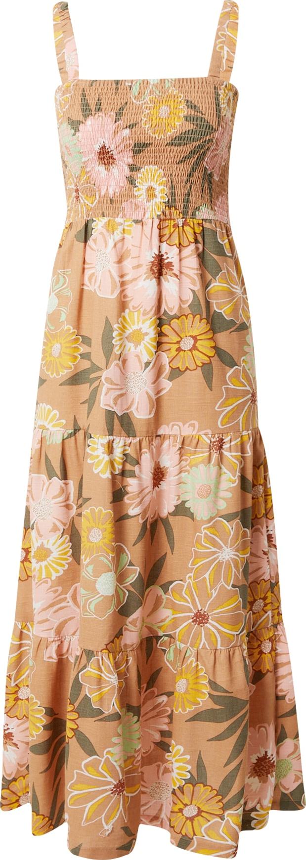 ROXY Letní šaty 'SUNNIER SHORES' světle hnědá / kari / olivová / růže