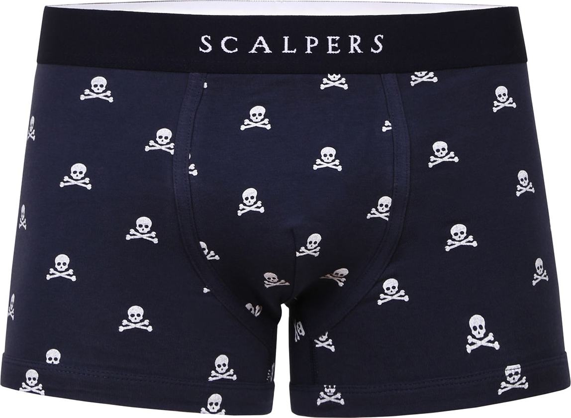 Scalpers Boxerky 'Just Skull' námořnická modř / bílá