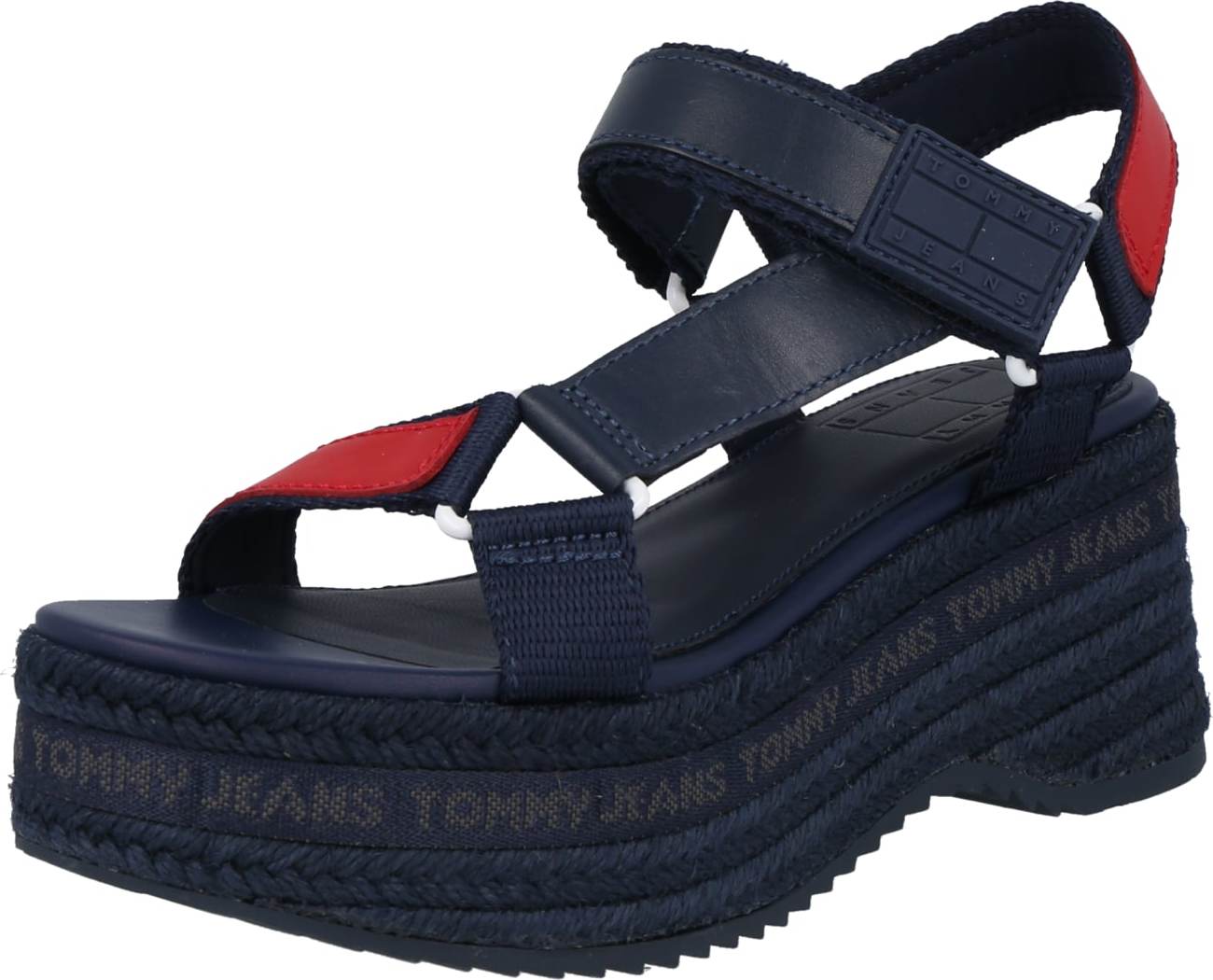 Tommy Jeans Páskové sandály noční modrá / červená
