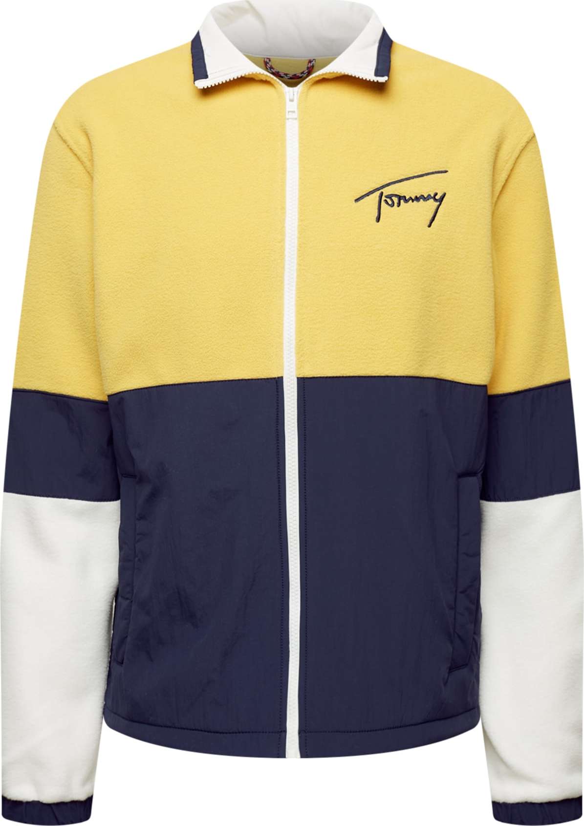 Tommy Jeans Přechodná bunda námořnická modř / žlutá / bílá