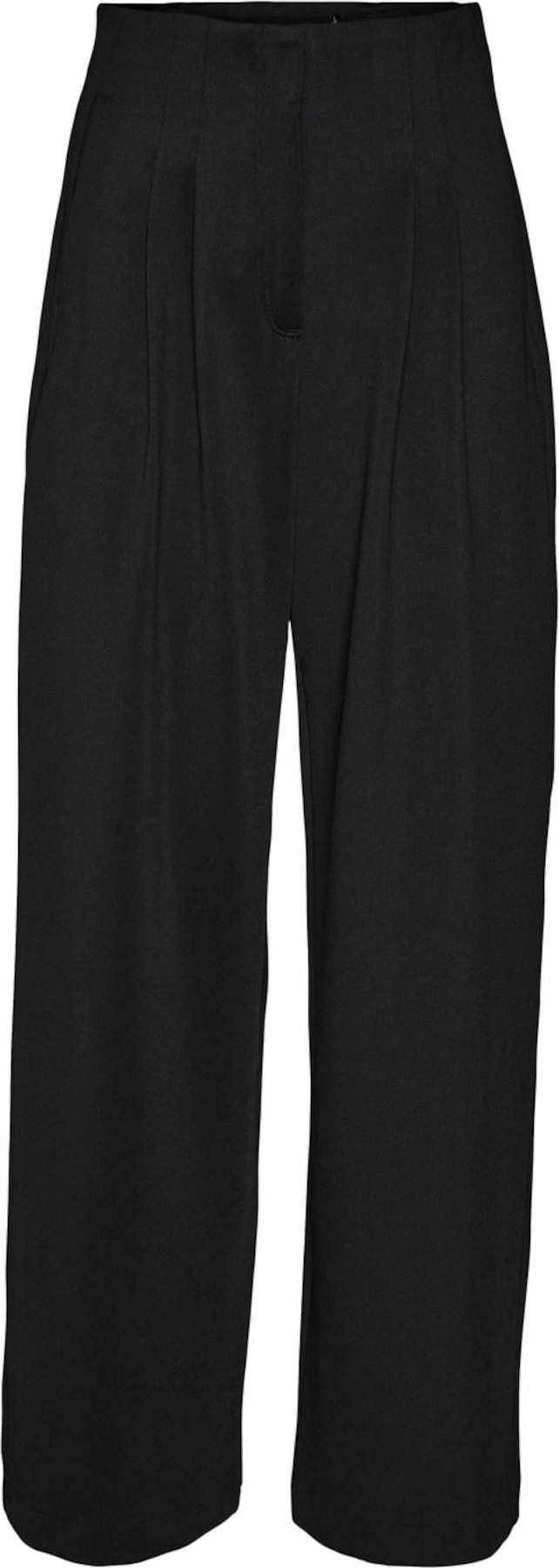VERO MODA Kalhoty se sklady v pase černá