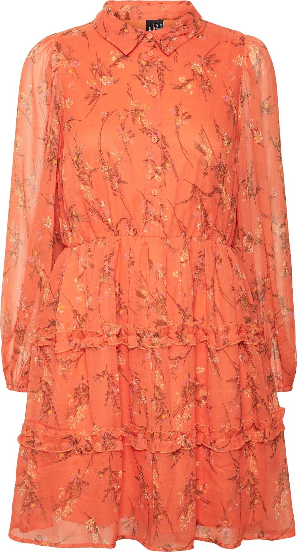 VERO MODA Košilové šaty 'Kaya' tmavě hnědá / pastelově žlutá / šeříková / oranžová