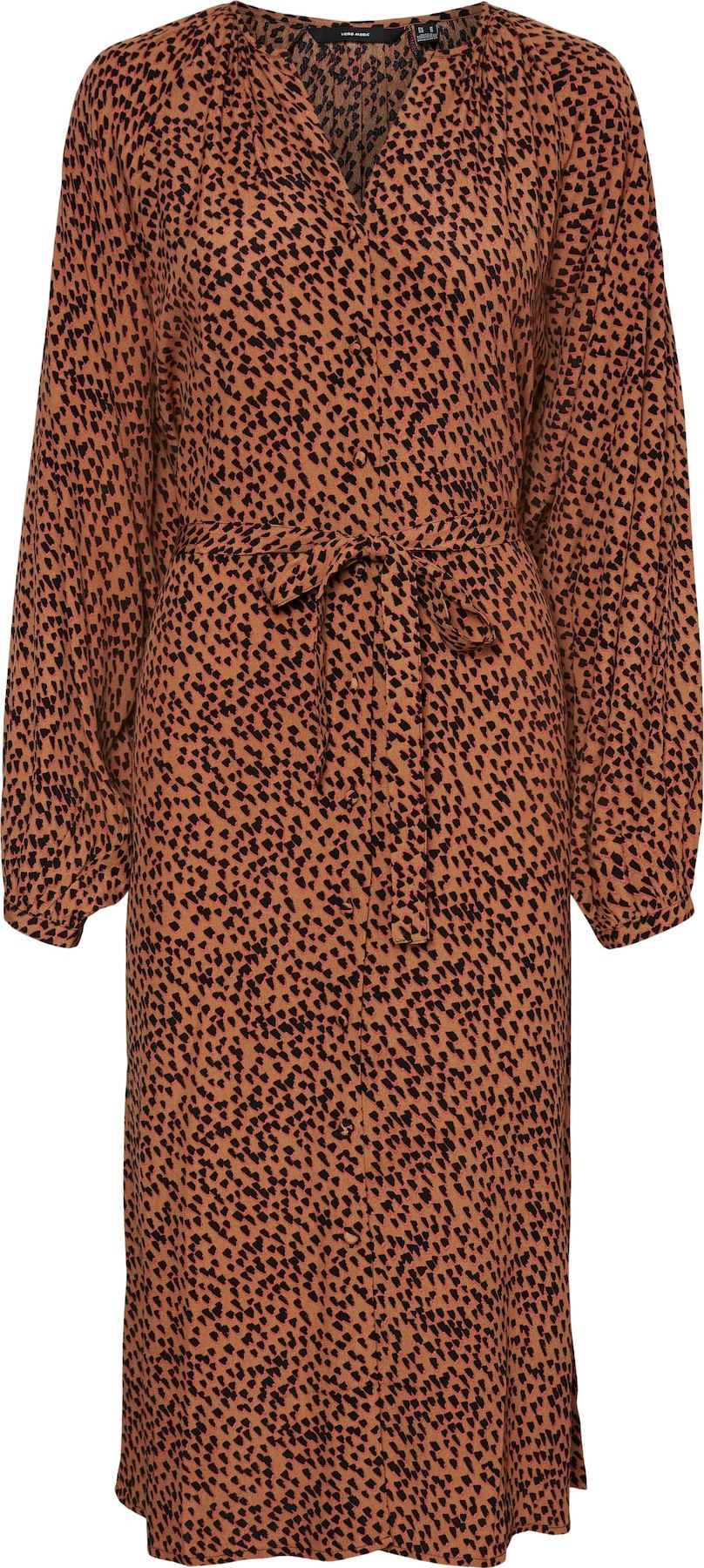 VERO MODA Košilové šaty 'Tania' hnědá / růžová / černá