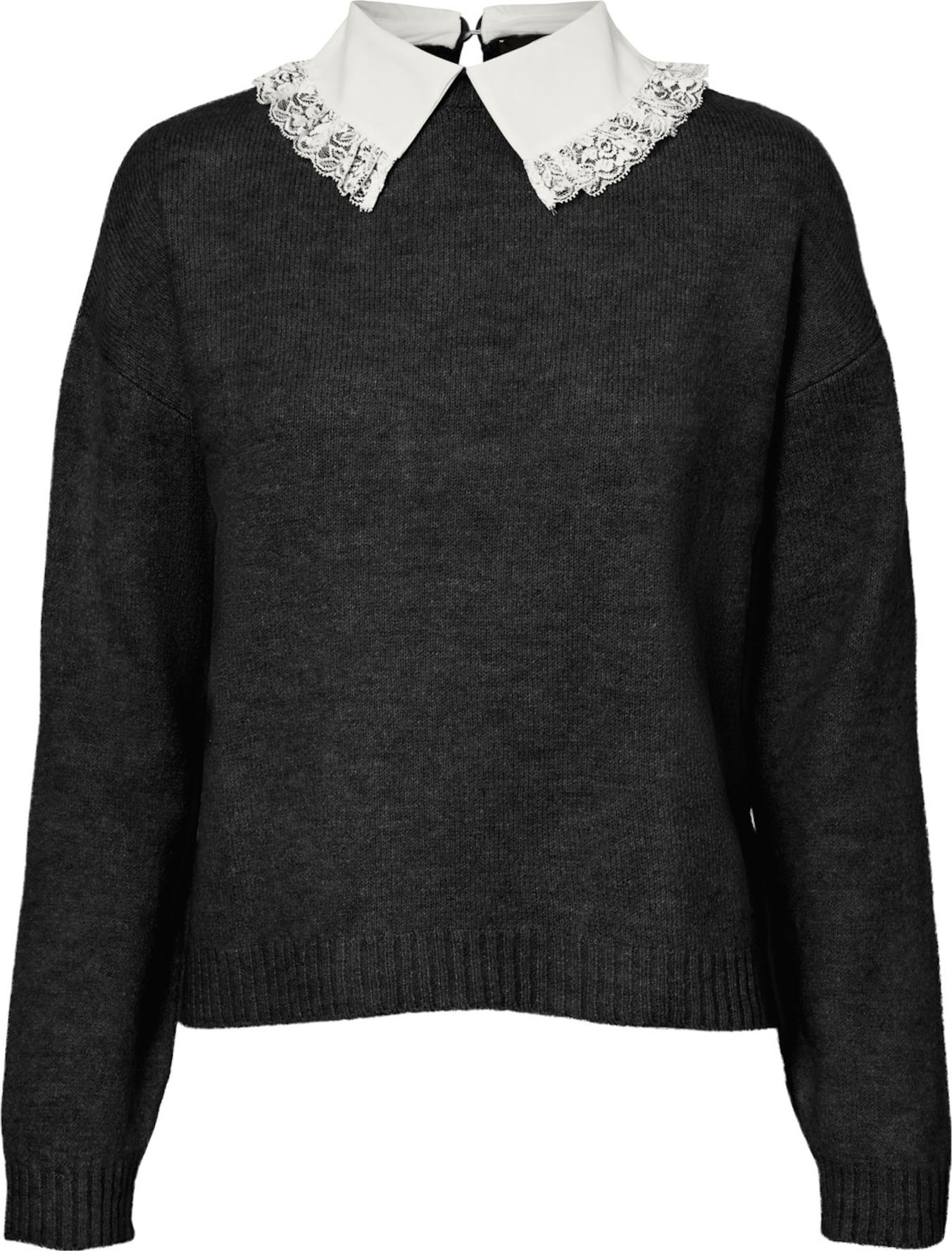 VERO MODA Svetr 'Peppy' černý melír / bílá
