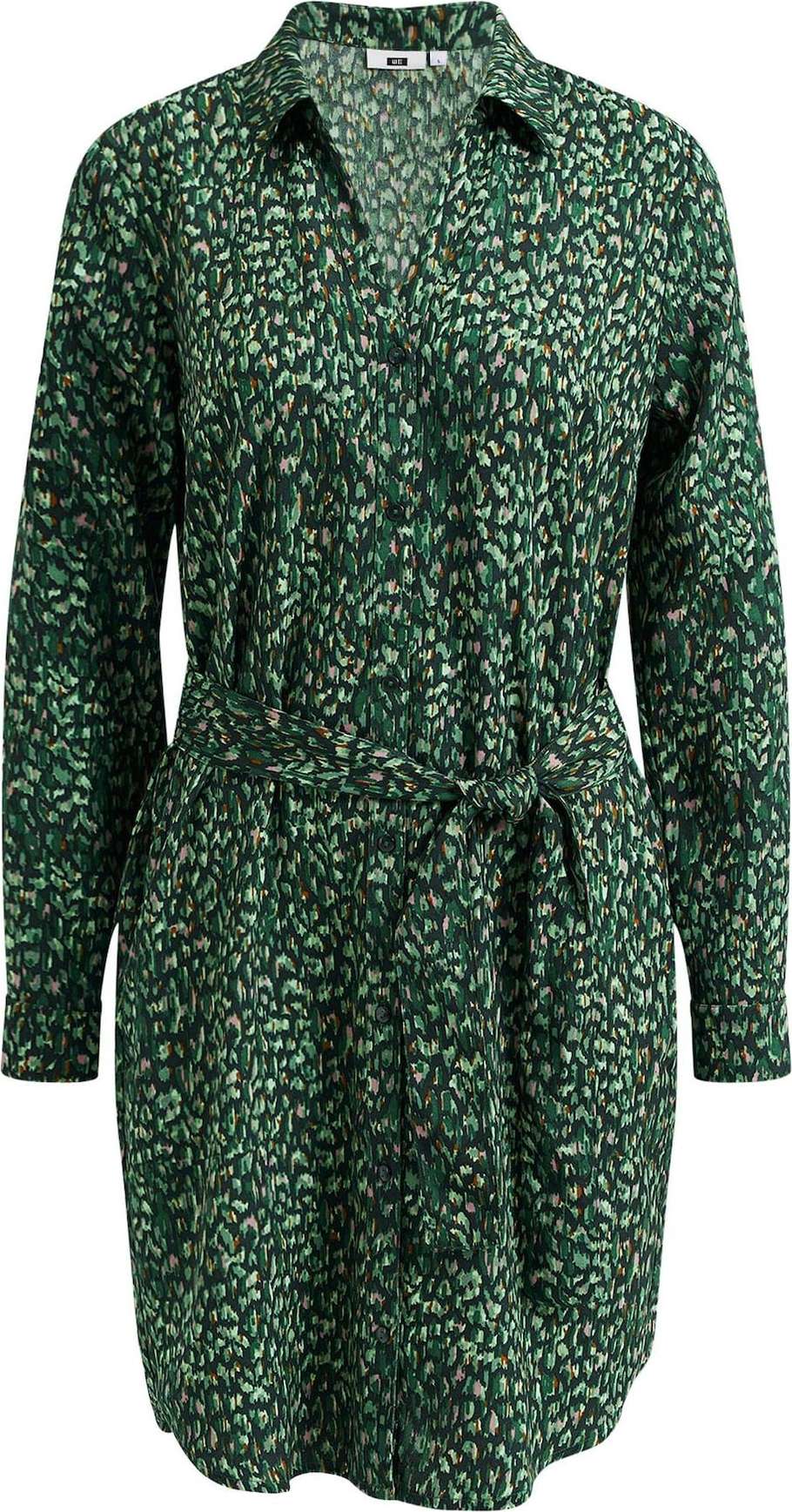 WE Fashion Košilové šaty trávově zelená / světle zelená / růžová