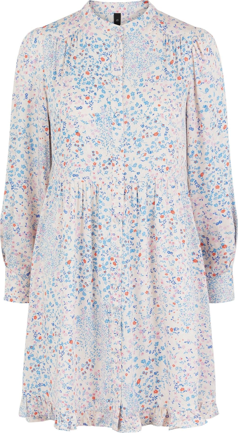 Y.A.S Košilové šaty 'LINI' modrá / světlemodrá / oranžová / světle růžová / bílá