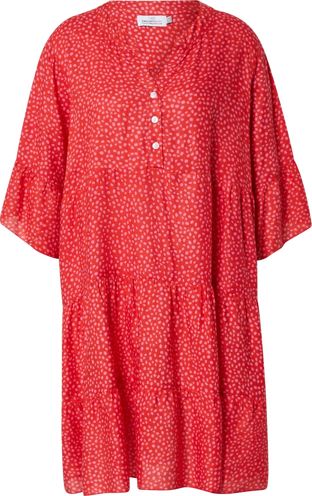 Zwillingsherz Košilové šaty 'Eva' pink / červená