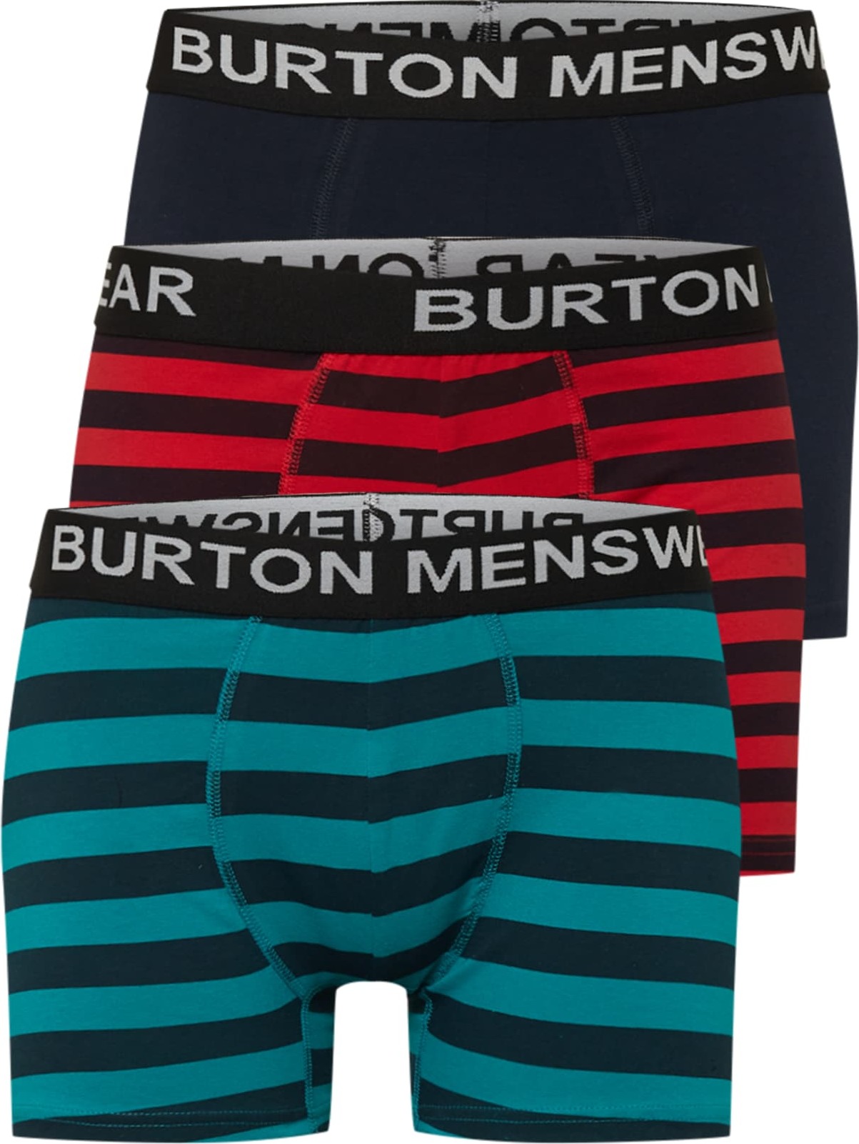 BURTON MENSWEAR LONDON Boxerky kouřově šedá / petrolejová / ohnivá červená / černá