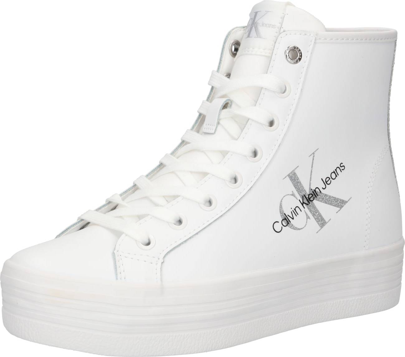 Calvin Klein Jeans Kotníkové tenisky černá / stříbrná / bílá
