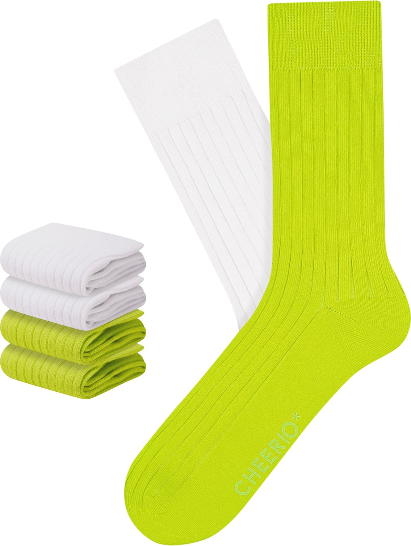 CHEERIO* Ponožky 'Tough Guy' svítivě zelená / bílá