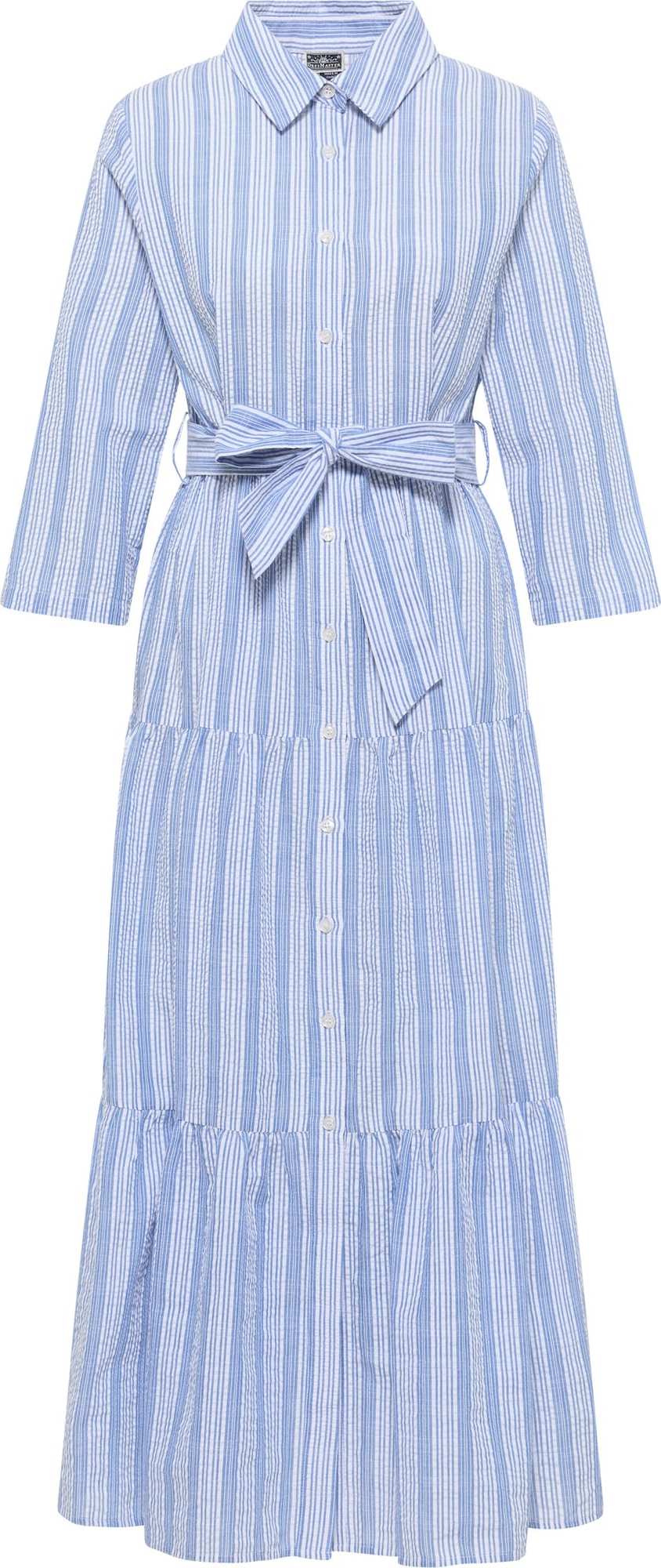 DreiMaster Maritim Košilové šaty kouřově modrá / barva bílé vlny