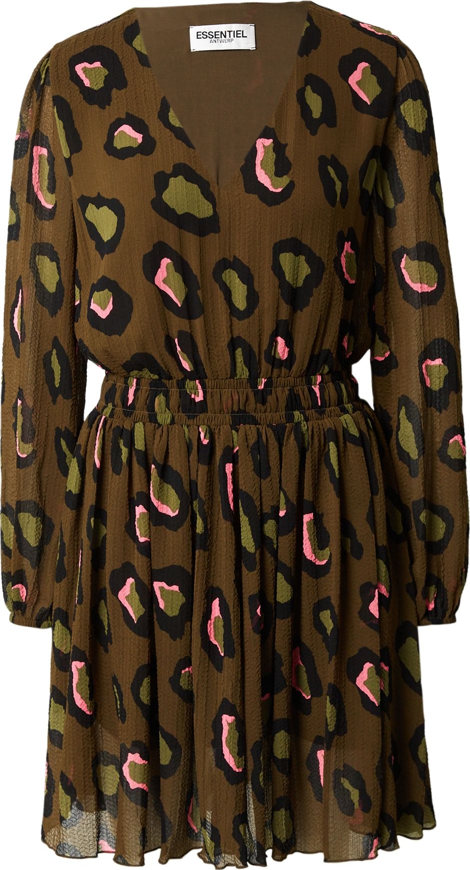 Essentiel Antwerp Šaty 'Coprey' olivová / rákos / světle růžová / černá