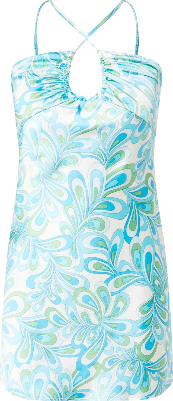 Gina Tricot Letní šaty světlemodrá / světle zelená / bílá