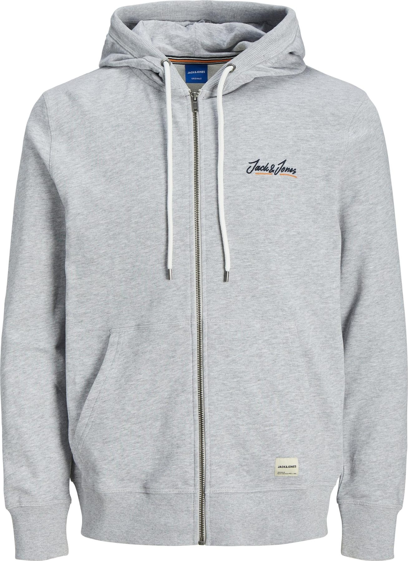JACK & JONES Mikina s kapucí námořnická modř / šedý melír / bílá