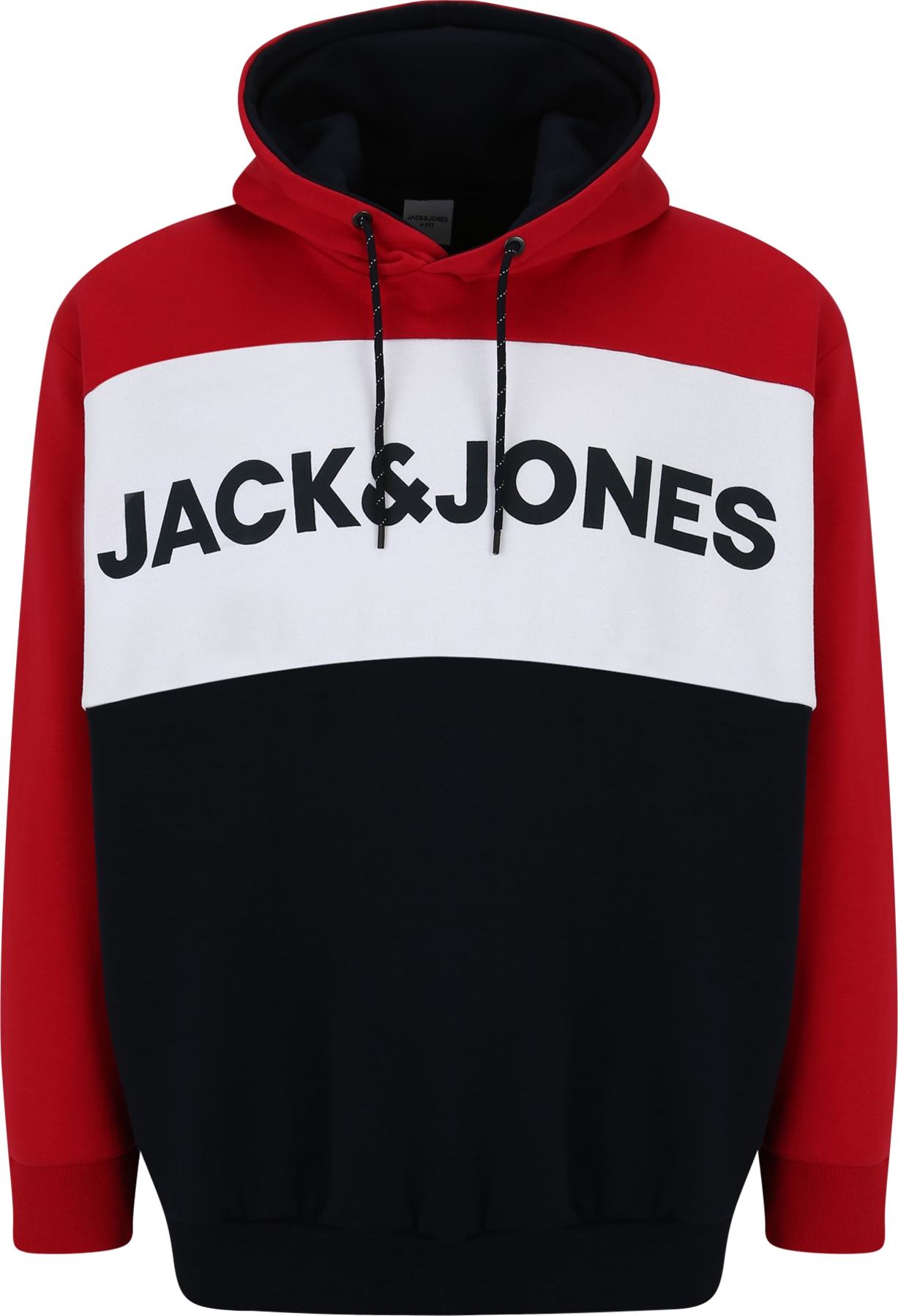 Jack & Jones Plus Mikina modrá / červená / bílá