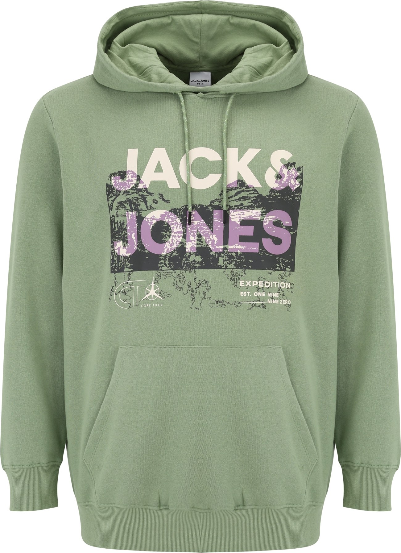 Jack & Jones Plus Mikina zelená / fialová / černá / bílá