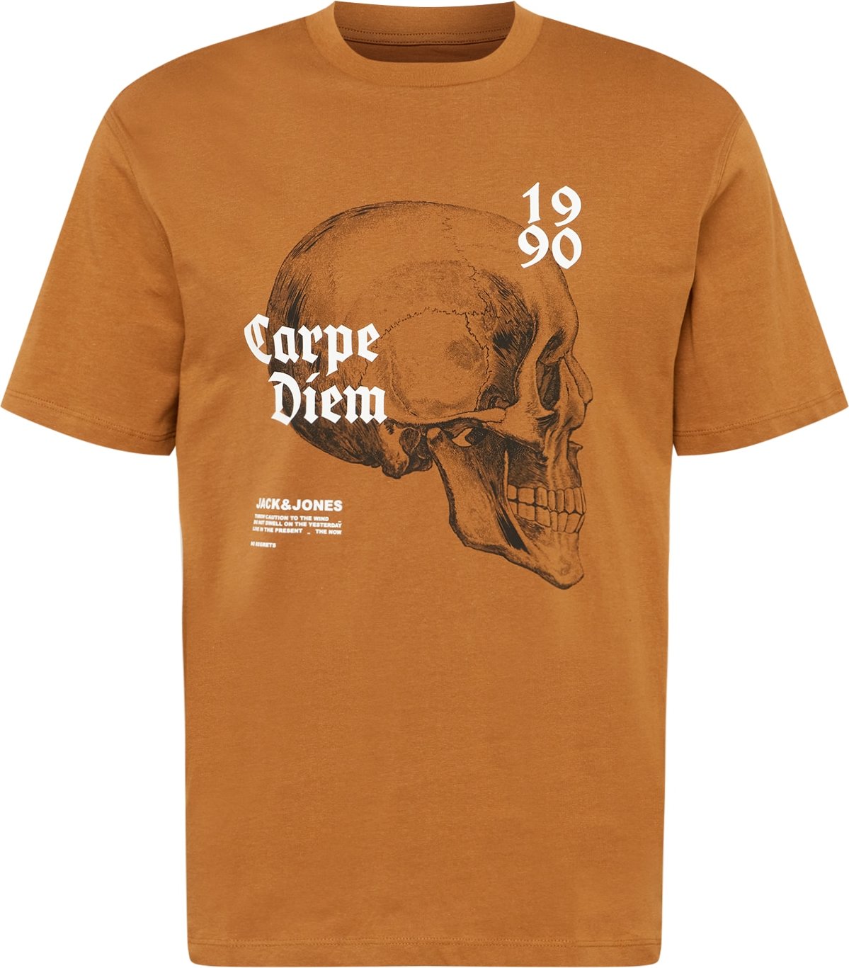 JACK & JONES Tričko 'DIEM' koňaková / černá / bílá