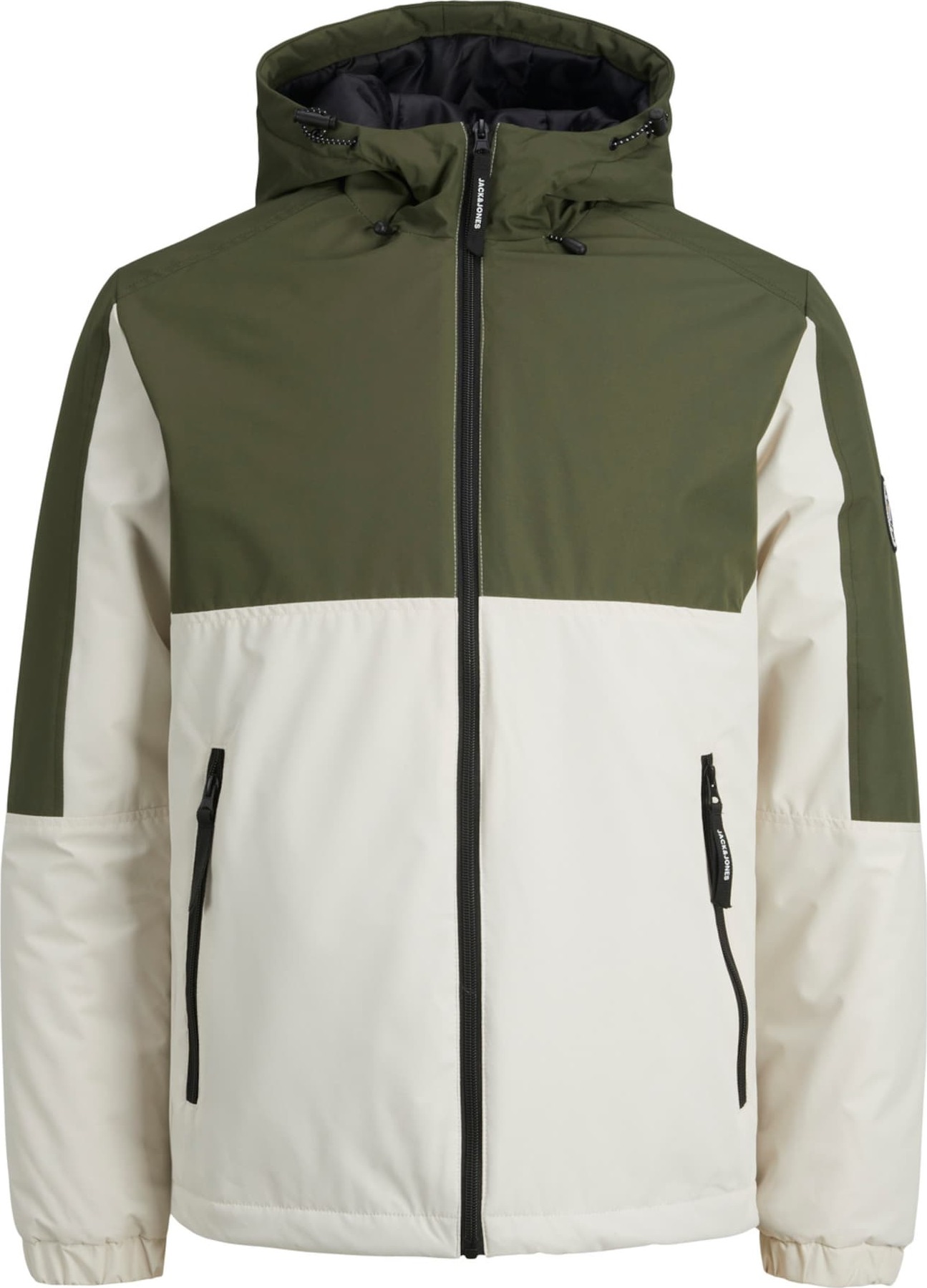 JACK & JONES Zimní bunda khaki / barva bílé vlny