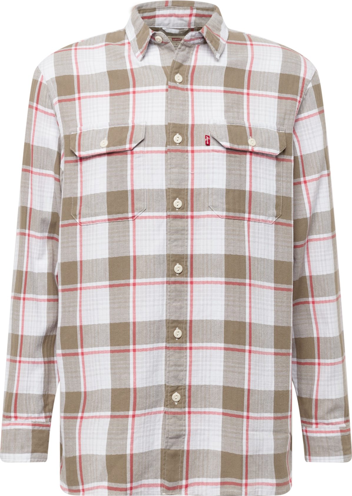 LEVI'S Košile 'JACKSON WORKER' khaki / pastelově červená / bílá