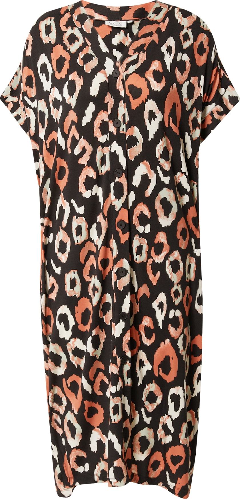 Masai Košilové šaty 'Odera' oranžová / černá / bílá