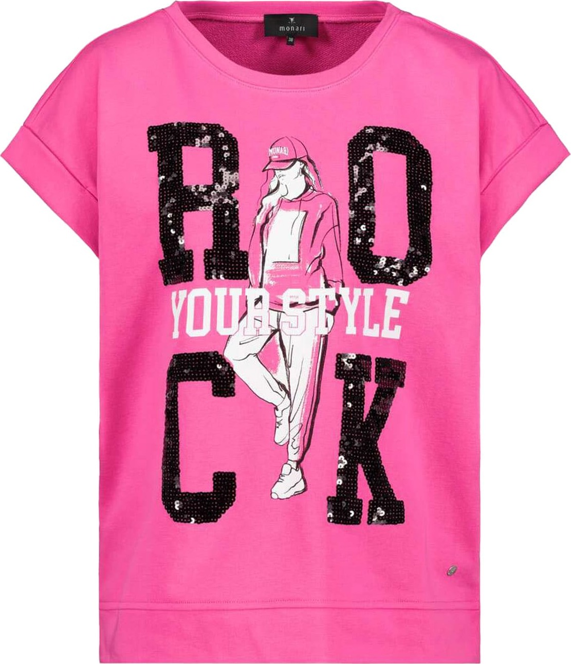 monari Mikina 'Frau Rock' pink / černá / bílá