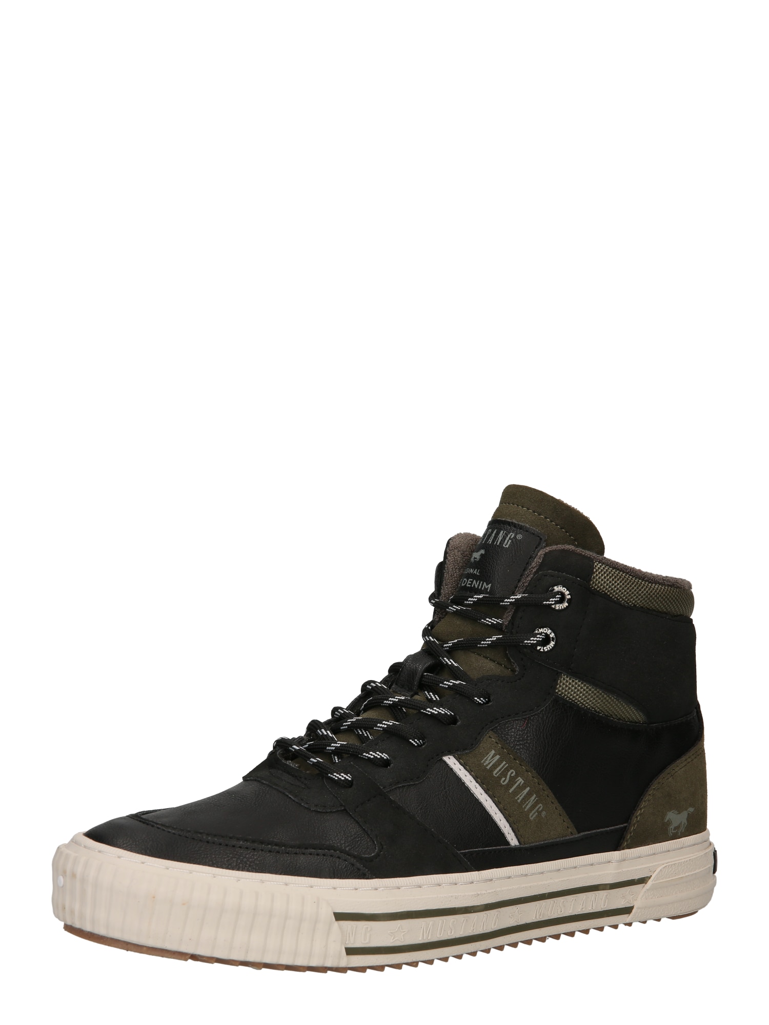 MUSTANG Kotníkové tenisky khaki / černá
