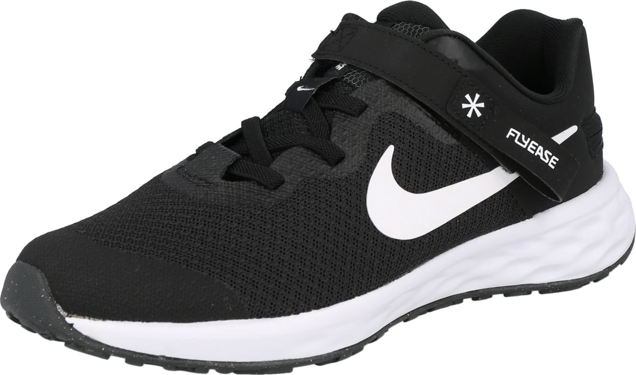 NIKE Sportovní boty 'Revolution 6 FlyEase' černá / bílá