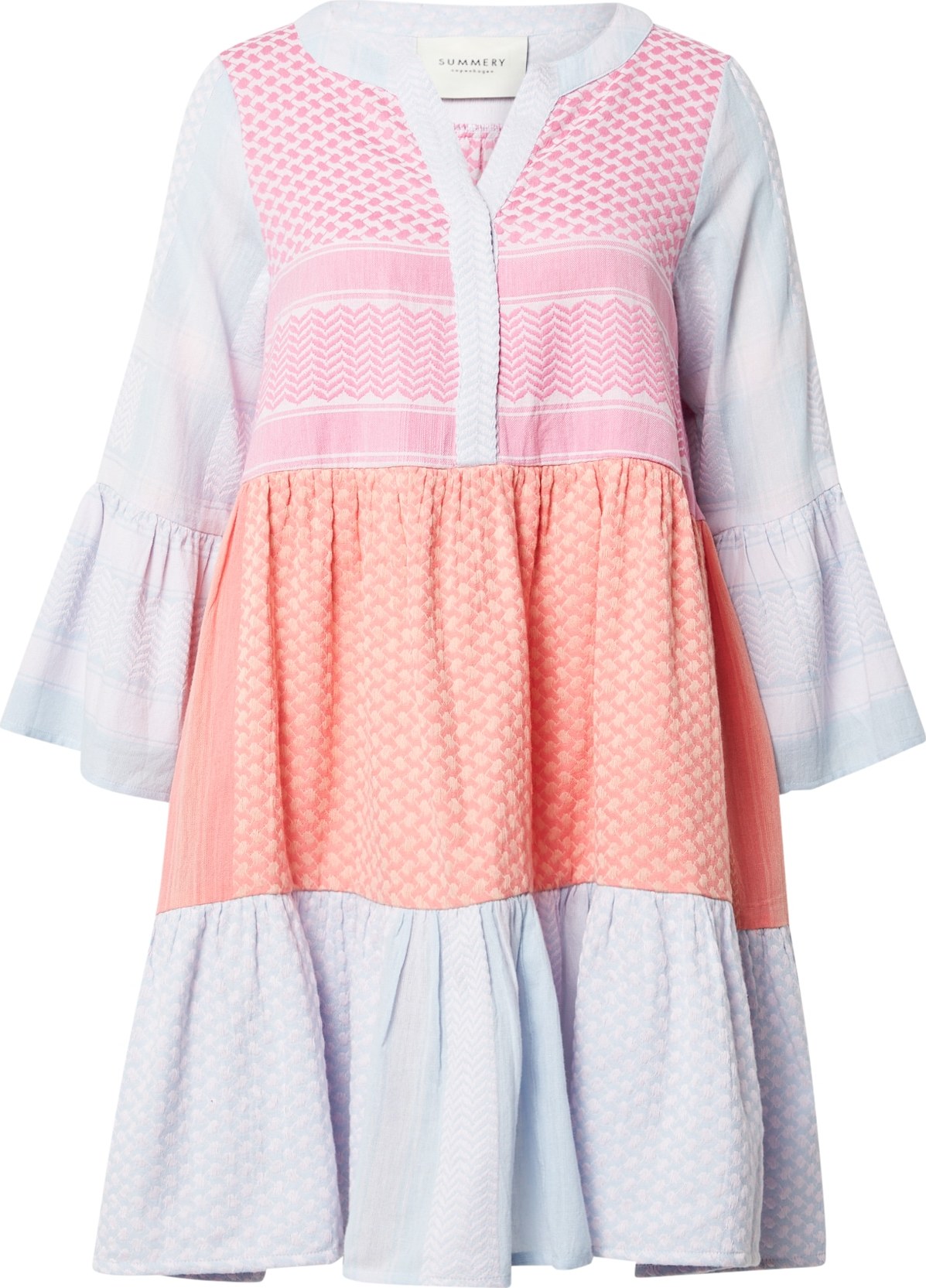 Summery Copenhagen Košilové šaty 'Kenya' krémová / světlemodrá / oranžová / pink