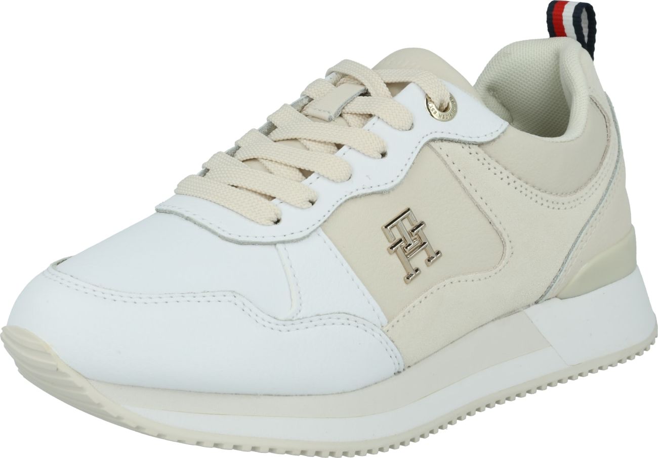 TOMMY HILFIGER Tenisky světle béžová / zlatá / bílá
