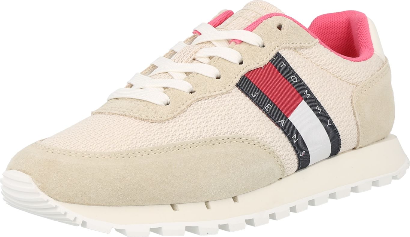 Tommy Jeans Tenisky světle béžová / tmavě modrá / světle růžová / červený melír