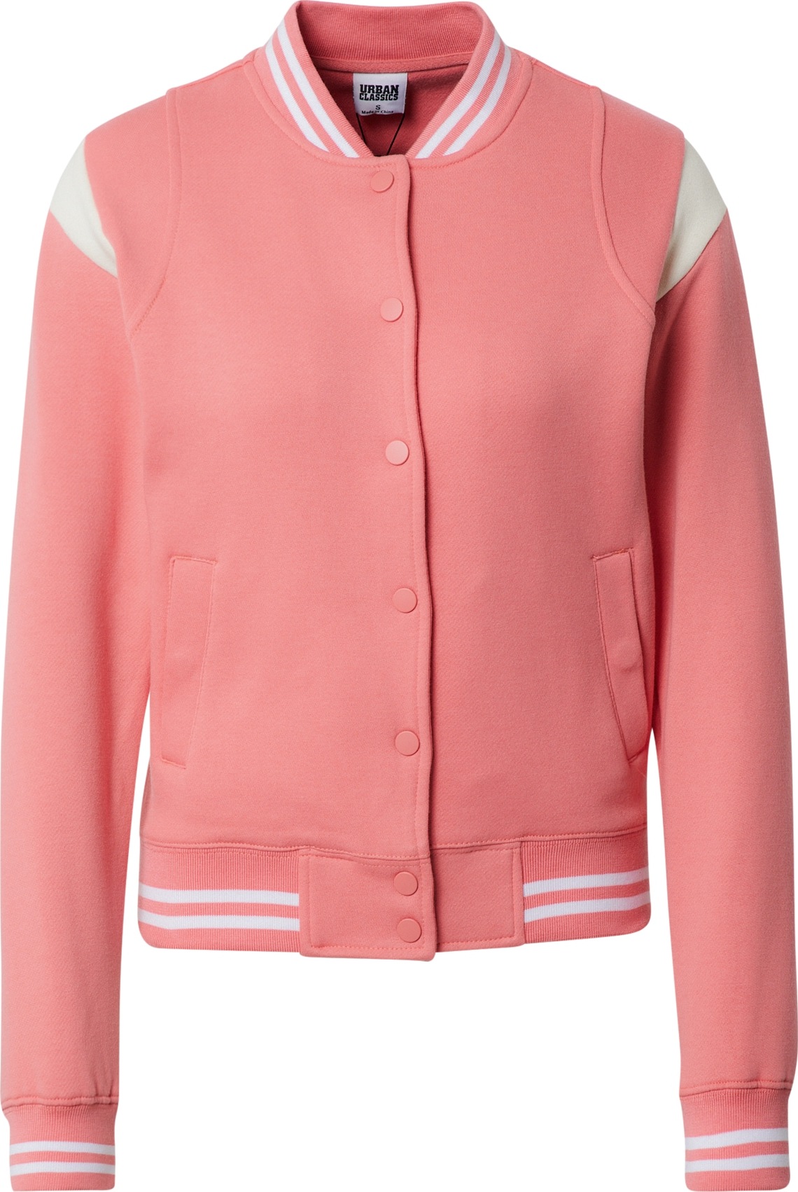 Urban Classics Přechodná bunda krémová / světle růžová / bílá